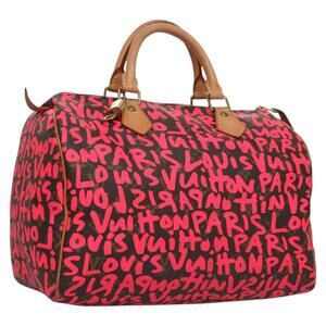 LOUIS VUITTON Monogram Graffiti Speedy 30 Hand Bag Pink M93704